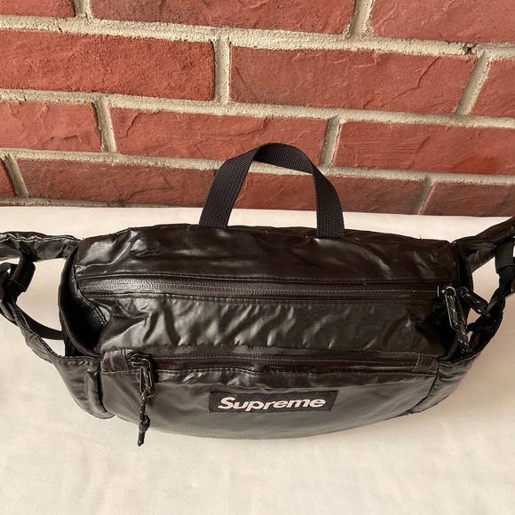Supreme Black Waist Sling Crossbody Bag Cordura Fabric Reflective Text - Picture 11 of 15